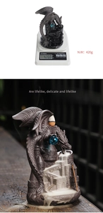 Detail showing the 420g weight of the dragon castle incense burner on a digital scale