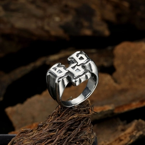 Anello 666 vintage in acciaio inossidabile stile punk rock per uomo, gioiello d'arte audace