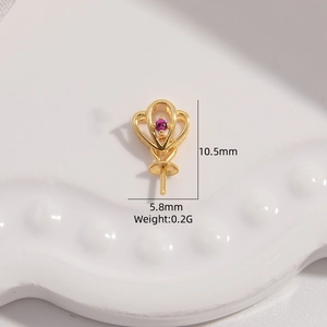 Gold S925 silver heart pendant with red zircon, 10.5mm size and 0.2g weight details
