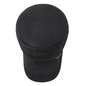 Classic black washed cotton cadet cap for men featuring a stylish side metal logo