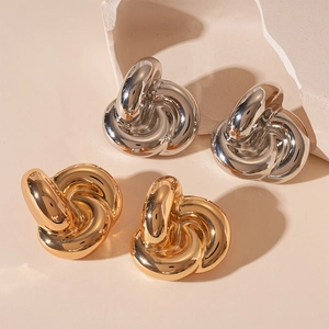 Alloy Knot Stud Earrings With 925 Sterling Silver Earring Post Heavy Metal Geometric Twisted Chic Jewelry For Women