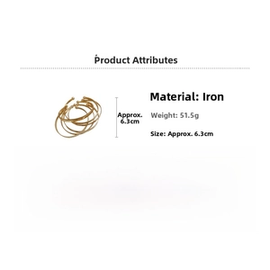 Detailed specs of multi-layer gold iron bangles showing 6.3cm diameter and 51.5g weight