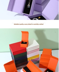 Detail view of colorful magnetic jewelry boxes with premium black velvet inner lining