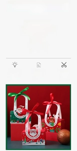 Detailed view of Christmas gift boxes with ribbons and holiday character illustrations