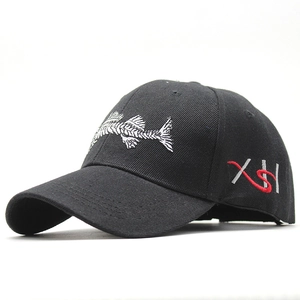 Fishbone Embroidery Baseball Cap Acrylic 3D Fish Bone Outdoor Sporty Sun Protection Adjustable Peak Hat For Men Women