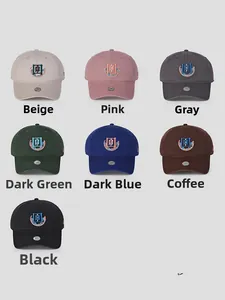 Detailed view of baseball caps in seven colors featuring exquisite Chinese style embroidery