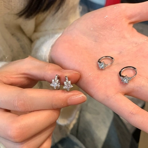 Élégantes boucles d'oreilles étoile en argent avec zircone cubique sur la paume