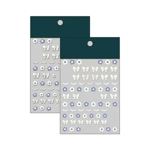 5D embossed nail art stickers set featuring Plumeria flowers and bows by Pro TENSOR