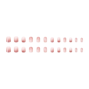 24pcs short square nude pink ombre press-on nails with fine glitter finish