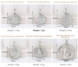 Detailed view of Saint Benedict relief pendants showing various sizes and weights