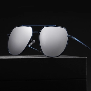 Gafas De Sol Polarizadas Piloto Hombre Montura Metálica Protección UV400 Bisagras Flexibles Doble Puente Conducción Moda
