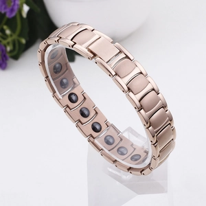 Rose gold magnetic titanium steel bracelet for men with therapeutic magnets