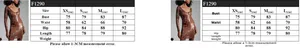 Size chart detail for sequin long sleeve bodycon dress showing measurements from XS to L