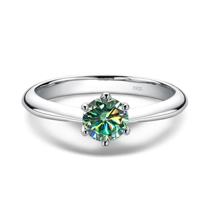 Classic S925 sterling silver six-prong moissanite crown engagement ring for women