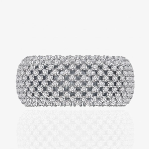 Wide Band Ring 925 Sterling Silver Micro Pave Cubic Zirconia Sparkling Mesh Geometric Fashion Jewelry For Women