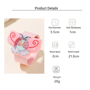 Spécifications détaillées de taille pour montre enfant papillon rose avec cadran de 5,5cm