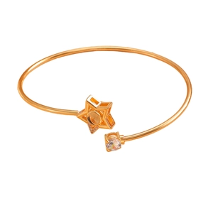 Bracelet jonc doré ajustable avec étoile évidée et pierre de projection en cent langues
