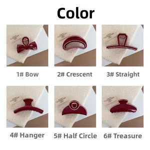 Detailed views of diverse burgundy hair claws with elegant cream studded edge accents