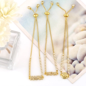 Adjustable gold plated charm bracelets featuring MAMA MOM letters and a smiley face charm