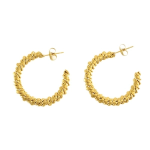 Vintage 18K gold-plated irregular twisted hoop earrings with a minimalist design