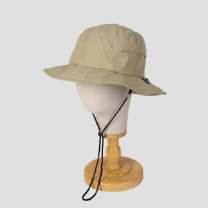 Quick-dry khaki outdoor sun hat with adjustable drawstring for hiking and camping