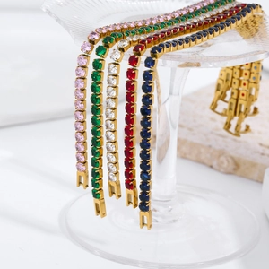 Bracelets tennis en acier inoxydable plaqué or 18 carats avec zircons colorés