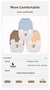 Detailed chart showing soft fleece fabric texture and polar bear design on dog sweaters