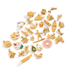 Assorted gold stainless steel ocean themed DIY pendant charms with colorful enamel finish