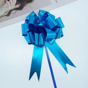 Metallic blue spherical gift bow made of aluminum film for Christmas flower packaging
