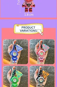 Detail view of colorful astronaut keychains with atmosphere light and metal carabiner
