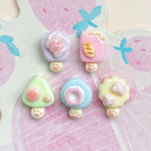 Set of 5 pastel macaron resin dessert charms for DIY phone cases and hair clips