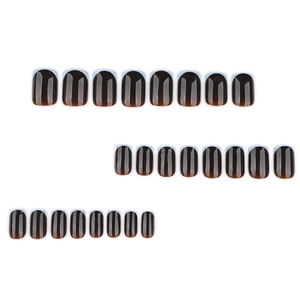 Faux ongles dégradé marron avec pointes French bleu clair de forme carrée moyenne courte