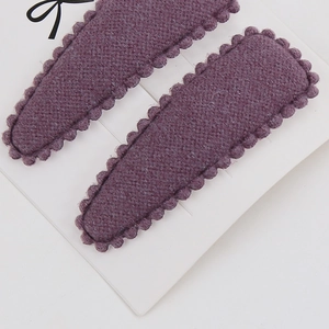 Violet cashmere-style teardrop BB clips for kids, set of two on white display card