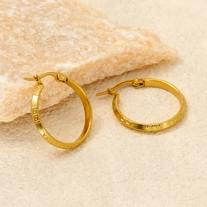 Boucles D'oreilles Créoles Acier Inoxydable Plaqué Or 18K Motif Clé Grecque Rétro Minimaliste Bijoux De Mode Pour Femmes