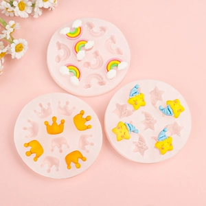 Stampi in silicone rosa per fai da te con stelle, luna, arcobaleno e forme di corona