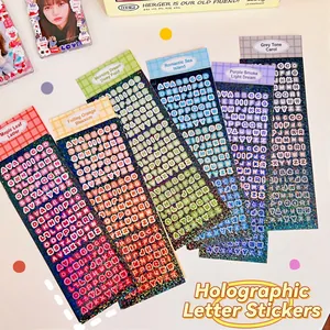 Laser Holographic Alphabet Number Stickers PVC Adhesive For DIY Photocard Scrapbooking Journaling Korean Style Sparkly