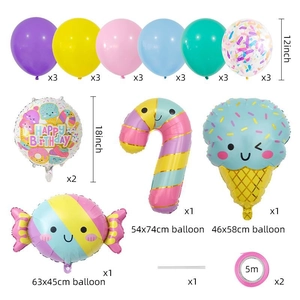 23pcs Ice Cream Candy Balloon Set with Latex and Foil Balloons for Birthday Decor