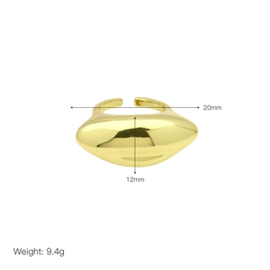 Detailed size and weight specs for the 18K gold-plated 20mm wide open dome ring