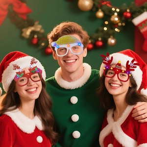 Weihnachten LED Leuchtend Partybrille Cartoon Glitzer Weihnachtsmütze Gewei Neuheit Brille Foto Requisiten Für Feiertag Feier