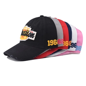 Multiple vintage cotton baseball caps with 1968 side embroidery and distressed detailing