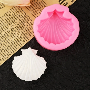 Pink seashell silicone mold for DIY crafts with detailed shell texture for soap making
