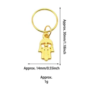 Golden Hamsa hand charm for hair accessories, size 30x14mm with protective eye detail