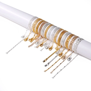 Assorted gold and silver metal jewelry chains with lobster clasps for DIY necklaces