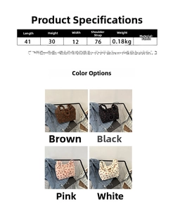 Detailed sizing chart and color options for the corduroy strawberry print tote bag