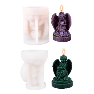 DIY Angel Girl Silicone Mold for Scented Candles and Gypsum Ornaments with Detailed Wings