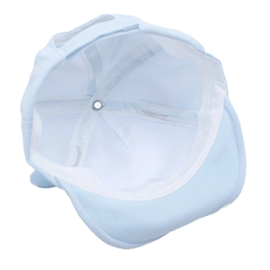 Light blue baby baseball cap with soft brim and cute embroidery for spring outdoor sun protection