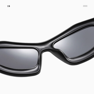 Macro shot of matte black sports sunglasses frame bridge with dark grey lenses