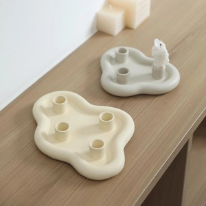 Porte-bougie nordique en céramique aux formes ondulées pour décoration de table