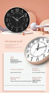 Detail view showing the silent sweep movement and eco-friendly frame of the 12-inch wall clock