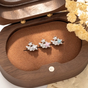 Cute Shooting Star Ear Cartilage Stud Titanium Steel Zirconia Inlaid Double Star Screw Back Piercing Jewelry